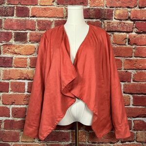 Chico's Open Front Cardigan Salmon‎ Pink Size 2 (US/M) Velour feel